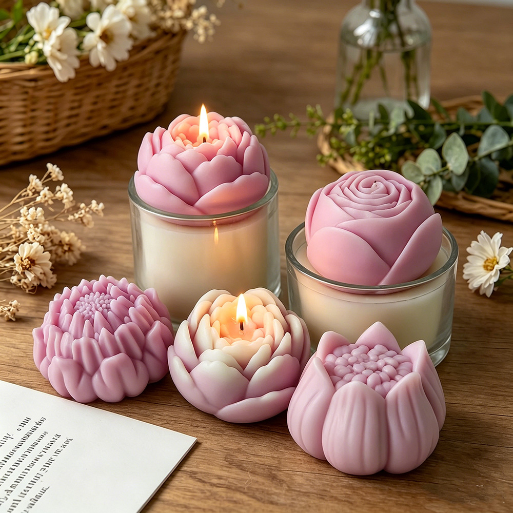 Candle Making Reno - Forma silikonowa 3D kwiaty: piwonia, róża,